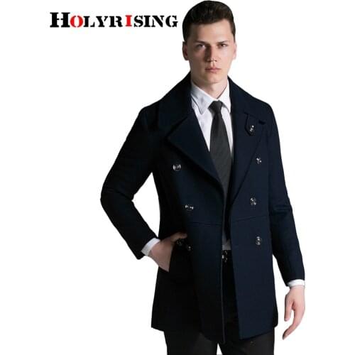 Holyrising Men Wool Coat 70% wool Men Wool & Blends Double Breasted Winter Coat Big size S-6XL size #18243-5