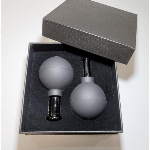 Hand Squeeze 2 Cupping Set Black White Facial Cosmetic Jar Facial Cosmetic Cupping Cup Vacuum Suction Cupping