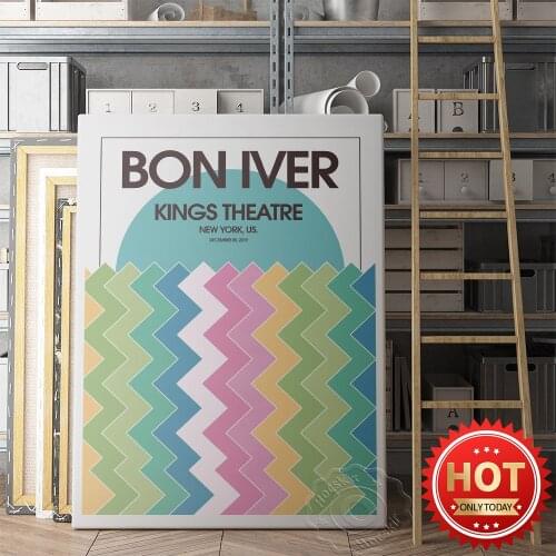 Music Band Bon Iver Gig Poster, Music Star Wall Art, Justin Vernon Prints Art, Bon Iver Music Collection Poster, Kings Theatre