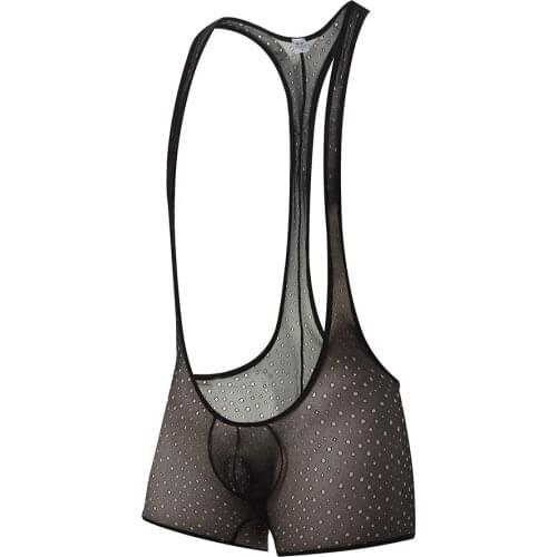 Sexy Teddies Erotic Jumpsuits Lingerie Gay Mens Underwear Bodysuits Bodywear See Through Wrestling Singlets Hole Men Leotard