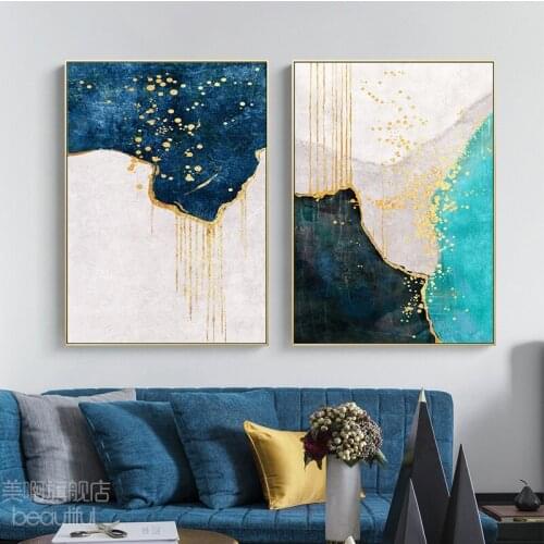 EECAMAIL Simple Modern Two-piece Diamond Painting Full Of Diamond Embroidered Gold Abstract Pattern Living Room Stickers Diamond