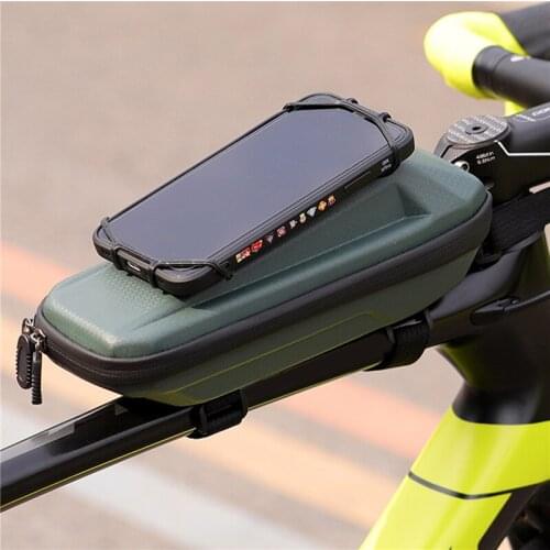 Bicycle Front Frame Bag With Phone Holder Waterproof EVA Hard Shell Bike Top Tube Pouch Handlebar Bag For Cycling Bike Accessory