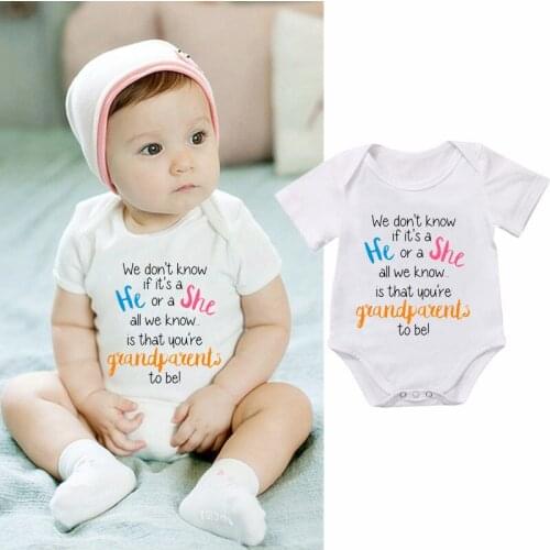 You're Grandparents To Be Newborn Baby Bodysuit Funny Short Sleeve Letter Print Baby Boy Cotton Girl Outfit Romper