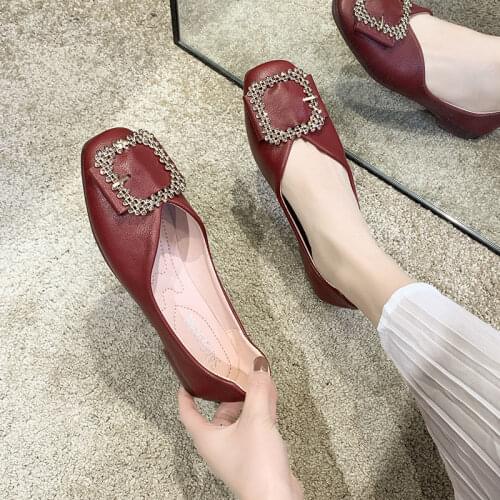 2021 Summer Ballet Flats For Women Fashion Loafers Wide Feet Outdoor Metal Pin Buckle Slip-on Ladies Lightweight Comfort Shoes