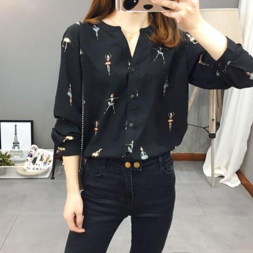 Womens Long Sleeve Chiffon Blouses Female Tops and Blouse Top Shirts Office Ladies Working Print Girl Shirt LWL346