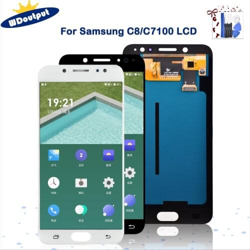 5.5'' Super AMOLED LCD Replacement for SAMSUNG Galaxy C8 C7100 C710F Display Touch Screen Digitizer Assembly For samsung C8LCD