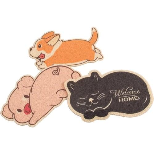 1Pc PVC Cute Animal Foot Mats Entrance Carpet Living Room Floor Rugs, Non-Slip Mat Bathroom Door Pad Absorbent Doormat For Home