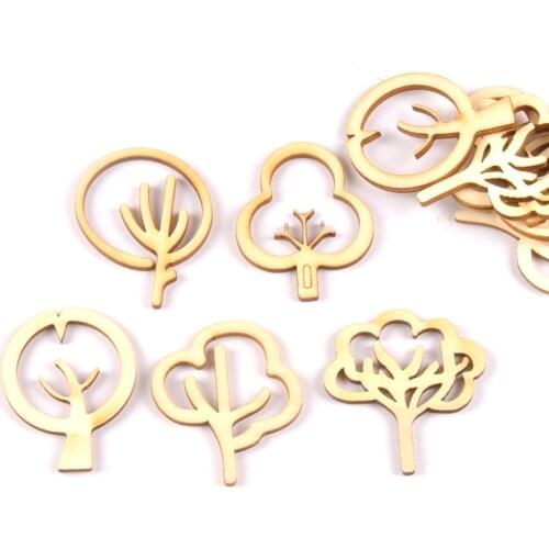 10pcs Wooden Crafts creativity hollow out tree Pattern Scrapbooking Crafts wood decoration for Home Decoration m2123