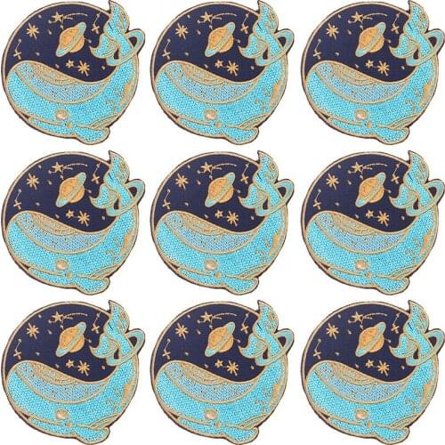 Pulaqi 10PCS Whale Patch Cartoon Wholesale Patches Iron On Patches For Clothing Stickers Stripe Wholesale Dropship Custom Patch