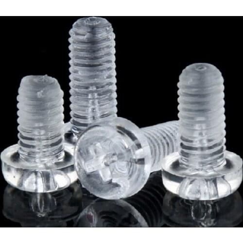 100Pcs M3 M4 M5 M6 Insulating screw Transparent Cross Round Head PC Screws Plastic Phillips Screw