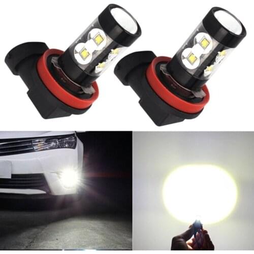 2-Pack High Power 50W Super Bright H11/H8 10-SMD Led Lights Bulbs For Car Fog Light Lamps Replacement, Xenon White