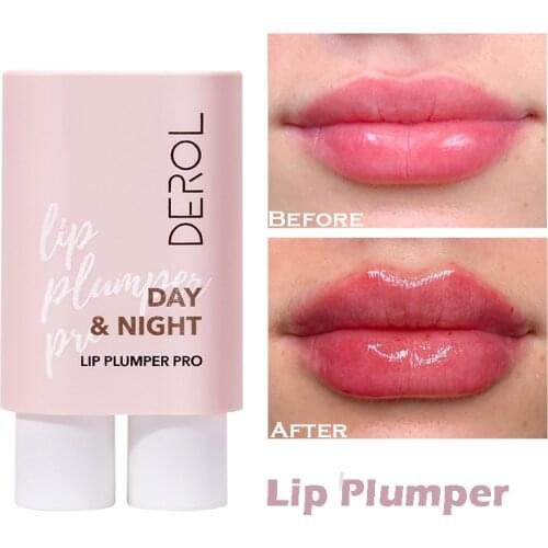 2 in 1 Day Night Lips Enhancer Serum Lip Plumper Gloss Moisturizing Nourishing Sexy Plump Lip Care Mineral Oil Anti-Drying