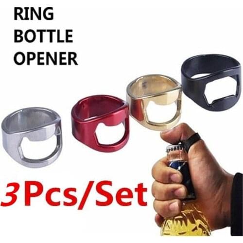 3PCS/set Stainless Steel Creative Versatile Cool Finger Ring Bottle Opener Bar Beer Tools(color random)