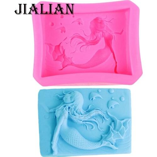 3D Cartoon Mermaid dolphin Handmade Soap mould chocolate cake decorating tools baking fondant silicone mold T0447