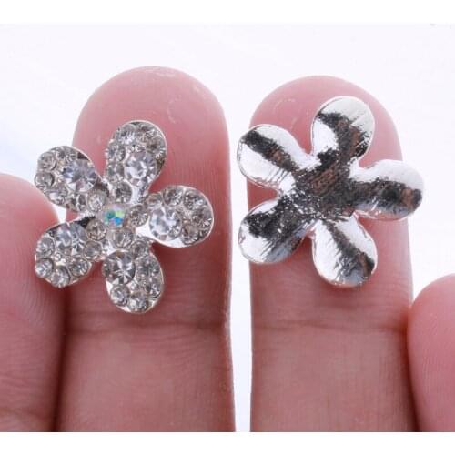 50PCS 18MM Chic Clear Crystal Buttons For Wedding Invitation Star Silver Flat Back Rhinestone Buttons For Dress Decoraton