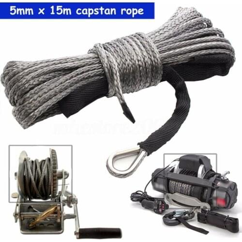 7700LBS 5mm*15m Gray Winch Rope ATV UTV High Strength Synthetic Winch Line Cable Rope Tow Cord With Sheath