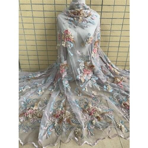 African 3D flowers Tulle Mesh Lace Fabric ZH-518688 High Quality Lace Nigerian Net Lace Fabrics For Women Party Wedding