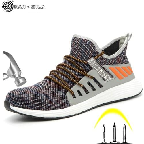 Work Shoes Men Summer Steel Toe Mens Outdoor Anti Slip Breathable Protective Work Shoes Boots Mens Puncture Proof Safety Shoes