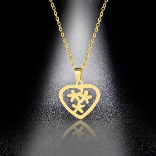 Stainless Steel Hollow Heart Pendant Necklace for Women Girls Gold Color Chains Choker Collares Halloween Christmas Goth Jewelry