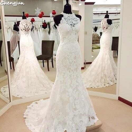 Chengjun Japan Korean Style Ladies Sleeveless Sweep Train Elegant Wedding Dresses