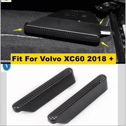 Black Interior Refit Kit Seat Under Dust Plug Air Conditioning AC Outlet Vent Frame Cover Trim 2 Pcs For Volvo XC60 2018 - 2021