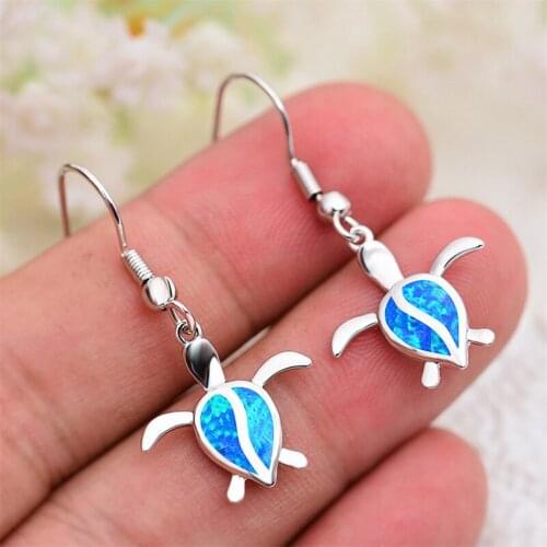 I & FDLK Cute Sea Turtle Long Dangle Earrings For Women Jewelry Accessories Fashion Blue Imitation Opal Earrings Party Gift