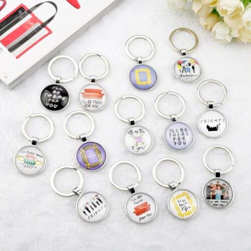 Friends TV Show Keychain Monicas Door Peephole Frame Central Perk Glass Dome Keyring Key Chains For Good Friend Gifts