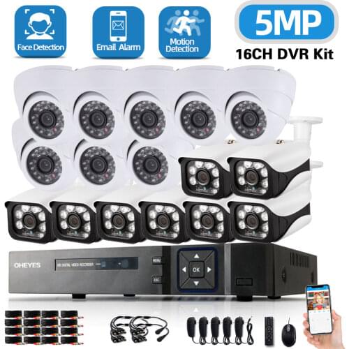 5MP 16CH CCTV AHD Security Camera Full Set Outdoor Waterproof DVR Camera Video Surveillance System Kit 16 Channel DVR Kit 16ch