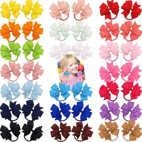 Ponytail bobbles hair band bow ribbon girls school hair