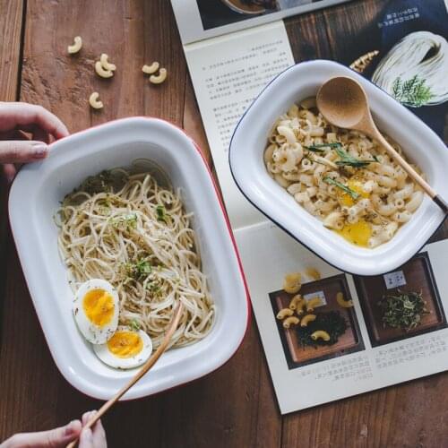 Japanese style rounded rectangular ceramic plate home dish baking tray oven baking dish dinner service plate tableware bakeware