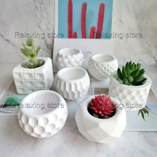 Round Concrete Planter Cement Candle Holder Mold Garden Flower Pot Succulent Plants Pot Silicone Mold Plaster Decor Resin Mold