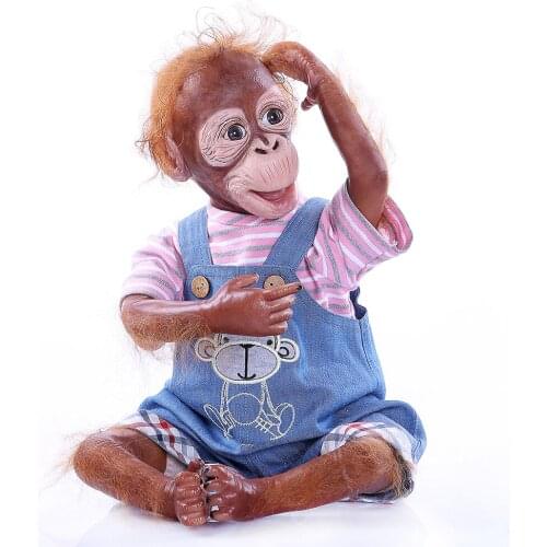 Reborn Monkey plush stuffed silicone vinyl baby doll toys 21inch 52cm Realistic Apes Macaco bonecas real orangutans dolls gift
