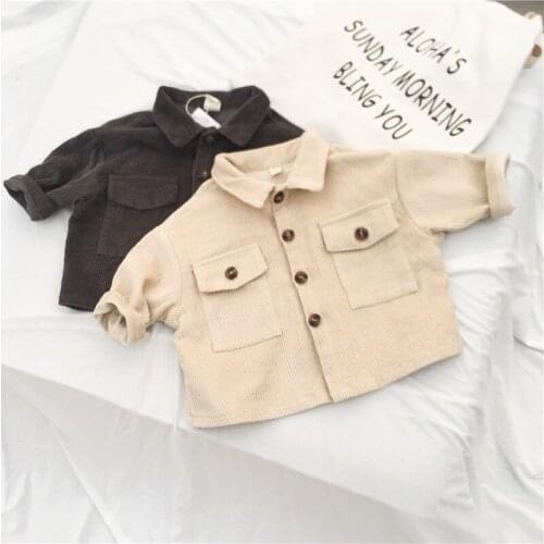 1 2 3 4 5 6 Years Toddler Kids Jackets Fashion Korean Corduroy Outerwear for Boys Baby Girls Coats Casual Single-breasted Jacket