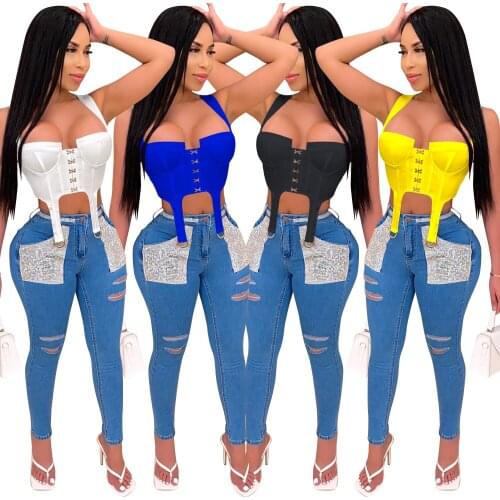 SUJYing 2021 Summer New Womens Solid Color Sexy Suspender Vest Chest Wrapped Jacket