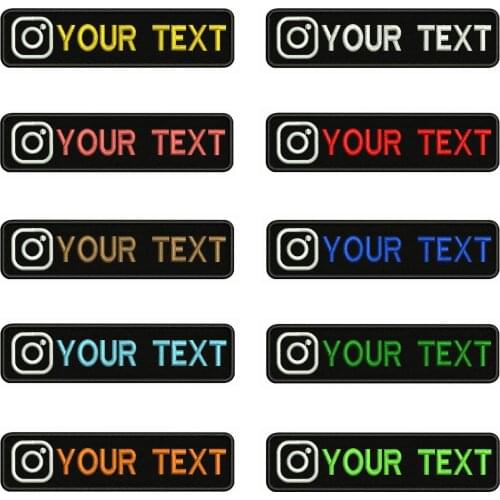 Instagram Logo 10X2.5cm Embroidery Custom Name Text Patch Stripes badge Iron On Or Velcro Backing Patches For Clothes Backpack