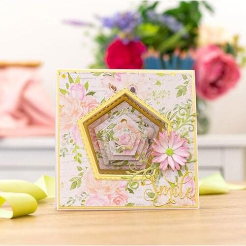 Multi-layer Pentagon Base Border Metal Cutting Dies 2021 New Diy Molds Scrapbooking Paper Making Die Cuts Crafts Christmas Dies