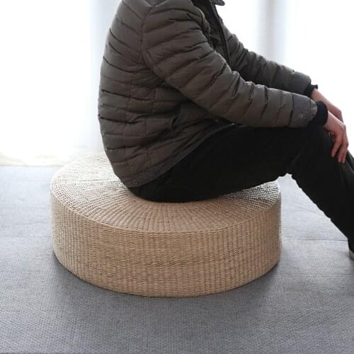 Floor Pillow Eco-Friendly Round Straw Cushion Hand Woven Tatami Floor Mat Yoga Tearoom Meditation Pad