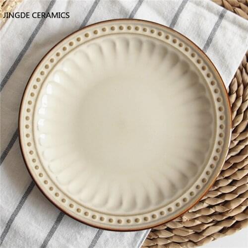 American Style Dinner Plates Bowl Deep Round Plates Ceramic Plates Household Dishes Porcelain Plates Kitchen Tableware Cup Mug