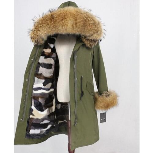 Real Fur Coat Brand Longer Parka Winter Jacket Women Natural Fur Collar Hood Mink Fur Liner Waterproof Outerwear Detachable