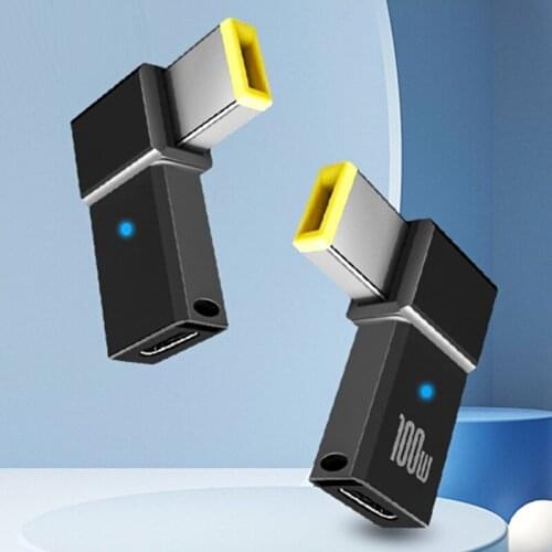 100W USB Type C Female to Square PD Plug Converter USB-C Fast Charging Cable Thinkpad Laptop DC Power Adapter Connector