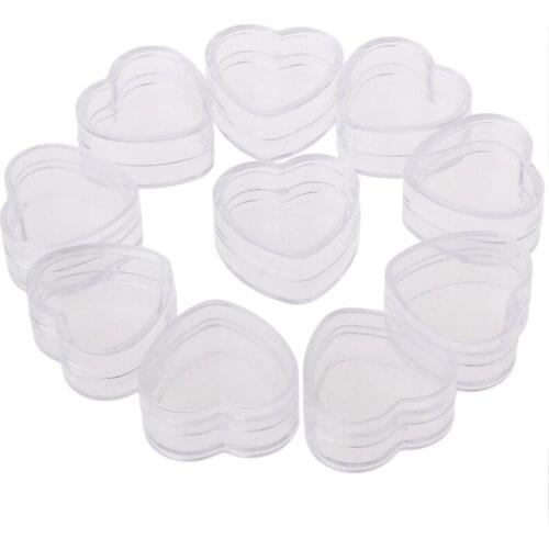 10Pcs Plastic Heart Shape Cream Box Cosmetic Case Transparent Makeup Container