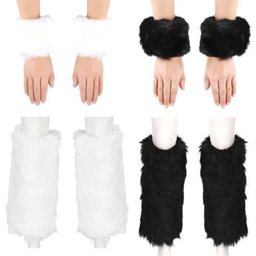 Plush Faux Fur Cuffs Lolitas Womens Girls Fur Long Leg Warmer Sexy Furry Leg Warmer Boot Sleeve Knee Cover Warm Wrist Sleeves