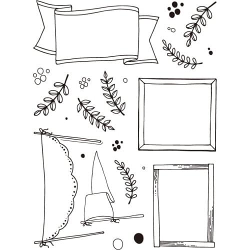Banners Frames Leaves Transparent Stamp Clear Stamps for DIY Scrapbooking Album Paper Card Making Decorative Crafts Supplies