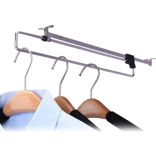 3pcs Wardrobe Hanger Top-mounted Telescopic Hanger Push-pull Side Clothes Hanger Hanging Wardrobe Rail Hardware Accessories