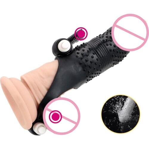 Penis Enlargement Vibrating Ring Strap On G spot Stimulator Vibrator Dick Extender Cock Sleeve Ejaculation Delay Erotic Sex Toys