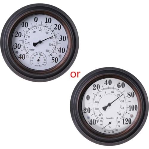 Vintage Thermometer Hygrometer Large Scale ℃ ℉ Display Humidity Monitor Y1AD