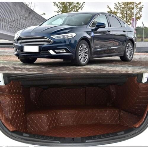 Fiber leather car trunk mat for ford mendeo 2014 2015 2016 2017 2018 2019 hybrid type gas type for ford fusion car accessories