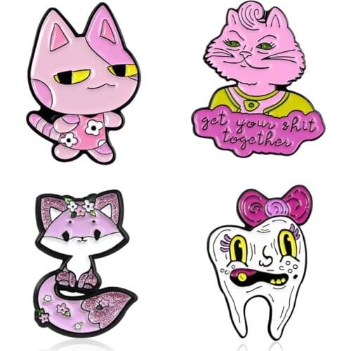 Cute Badges Hijab Pins Enamel Brooches For Women Pink Brooch Anime Badges Enamel Pin For Clothes Womens Decorative Badges Pins