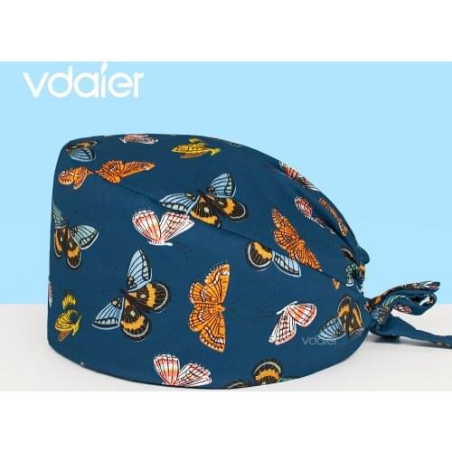 100% cotton printed hat scrub cap Operating Cap Womens nurse accessories scrub hat nursing hat
