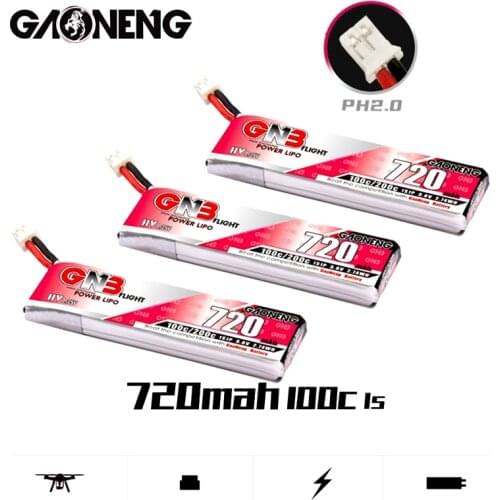 1-10Pcs GAONENG GNB 1S HV Lipo Battery 720mah 3.8V 100C/200C With PH2.00 plug for Quadcopter FPV Drone Tinywhoop Frame RC Drone